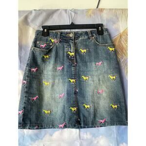 Lilly Pulitzer Jean mini skirt with embroidered horses Women's size 0